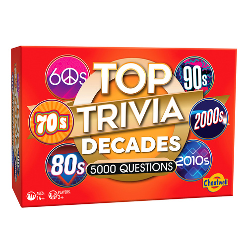 Cheatwell Top Trivia Decades Card Game 2+ Players Ages 14+ (CHE11387)