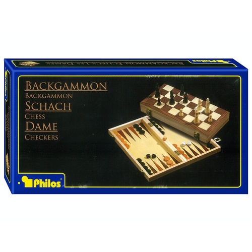 Backgammon Chess & Checkers 3-In-1 Fold 14" (CHS025097)