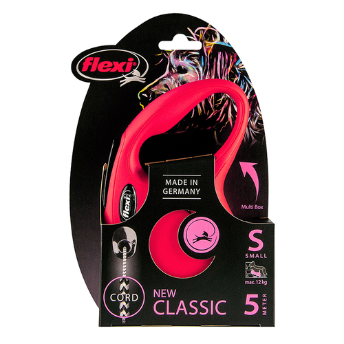Flexi Classic Retractable Cord Dog Lead Red Small 5m