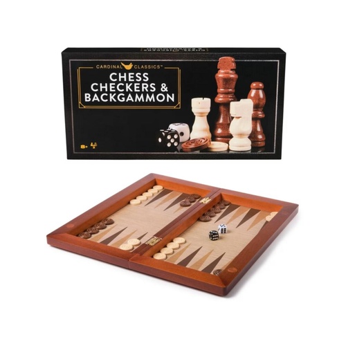 Cardinal 3-in-1 Combo Chess Checkers & Backgammon 16"