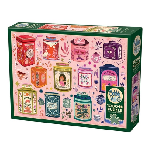 Cobble Hill Tea Tin Treasures Jigsaw Puzzle incl Poster 1000 Pieces