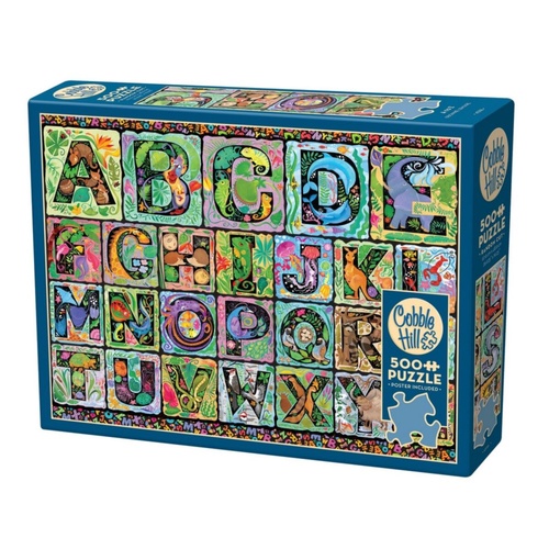 Cobble Hill A to Z Adult Jigsaw Puzzle incl Poster 500 Pieces