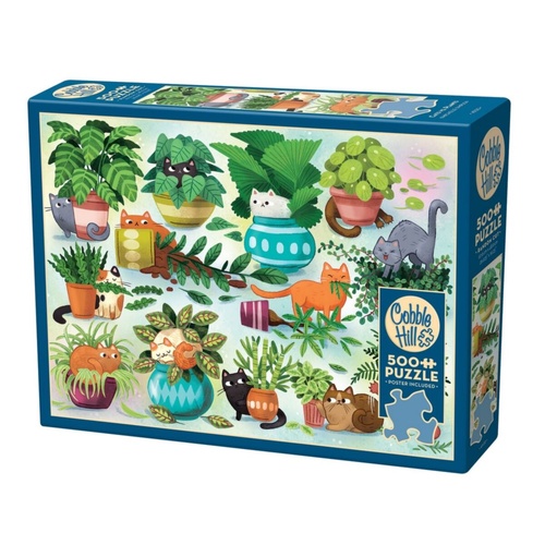 Cobble Hill Cats vs. Plants Jigsaw Puzzle incl Poster 500 Pieces