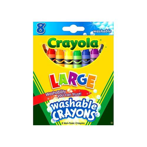 Crayola Washable Crayons Non-Toxic for Kids Large 8 Pack (CRA52-3280)