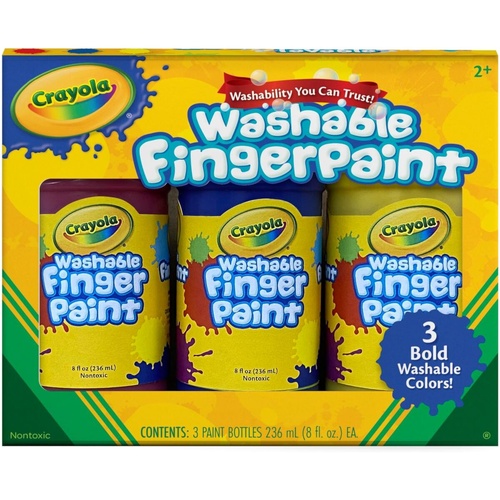 Crayola Washable Finger Paint Colors for Kids 2+ Non-Toxic 3 Count
