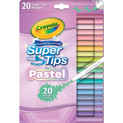 Crayola Pastel Super Tips Washable Markers Non-Toxic 20 Count