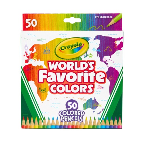 Crayola World's Favorite Colors Pre-Sharpened Colored Pencils Set of 50