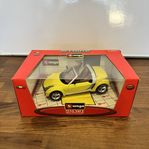 Burago Smart Roadster Yellow 1:18 Diecast Model Car