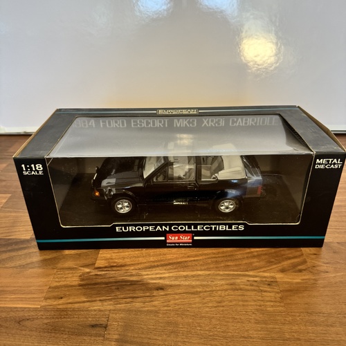 Sun Star 1984 Ford Escort MK3 XR3i Cabriolet Black 1:18 Diecast Model