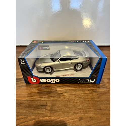 Burago Porsche GT3 Strasse Silver 1:18 Diecast Model Car