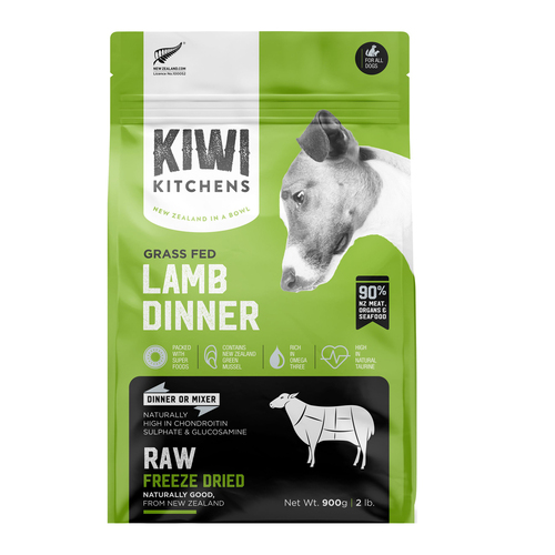 Kiwi Kitchens Raw Freeze Dried Grass Fed Lamb Dinner Dry Dog Food 900g