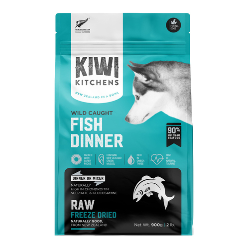Kiwi Kitchens Raw Freeze Dried Wild Caught Fish Dinner Dry Dog Food 900g