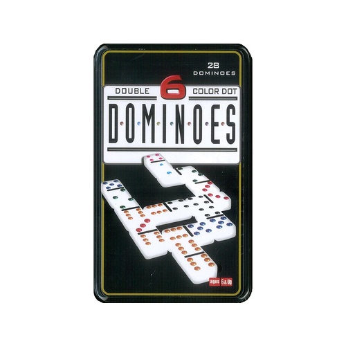 Double 6 Color Dot Dominoes In Tin 28pcs (DOM911889)