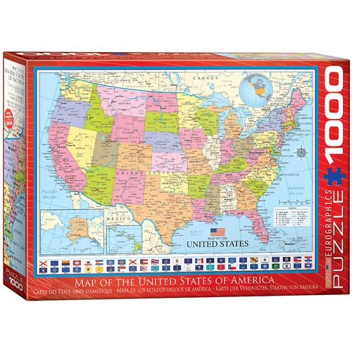 Eurographics Map of the USA Jigsaw Puzzle 1000 Pieces (EUR60788)