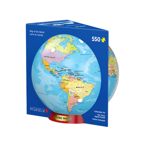 Eurographics Map of World Globe Jigsaw Puzzle in Tin 550 Pieces (EUR65863)