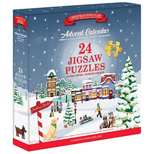 Eurographics Christmas Town Advent Calendar Jigsaw Puzzle 1200 Pieces