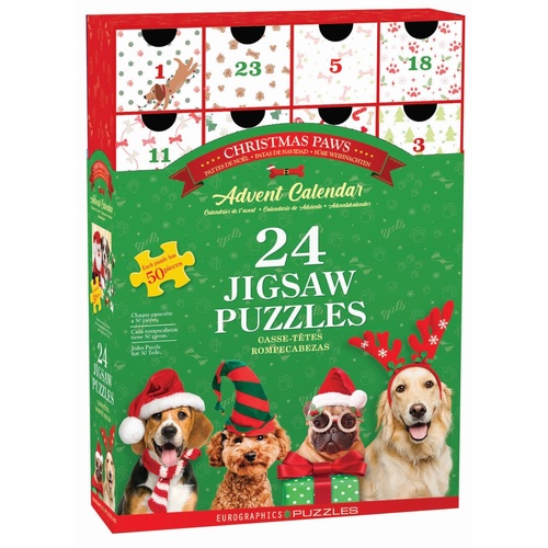 Eurographics Christmas Paws Advent Calendar Jigsaw Puzzle 1200 Pieces