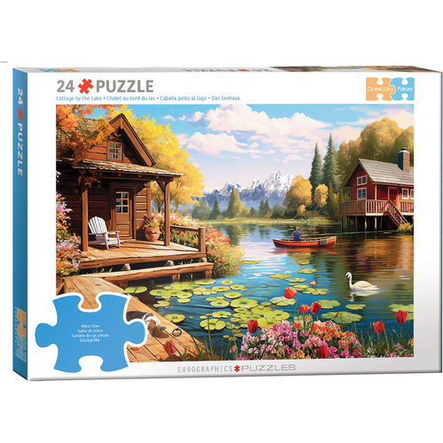 Eurographics Connecting Pieces Cottage by the Lake Jigsaw Puzzle 24pc (EUR66016)