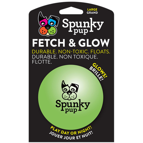 Spunky Pup Fetch & Glow Durable Dog Toy Ball Large 9cm