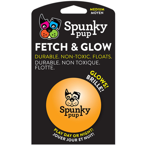 Spunky Pup Fetch & Glow Durable Dog Toy Ball Medium 6cm
