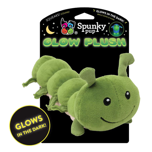 Spunky Pup Glow Plush Caterpillar Interactive Durable Pet Dog Toy Small