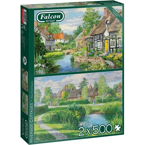 Falcon De Luxe Riverside Cottages Jigsaw Puzzles 2 x 500 Pieces (FAL11289)