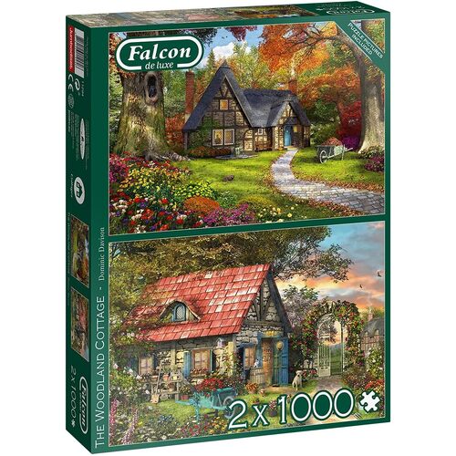 Falcon De Luxe The Woodland Cottage Jigsaw Puzzles 2 x 1000 Pieces (FAL11294)