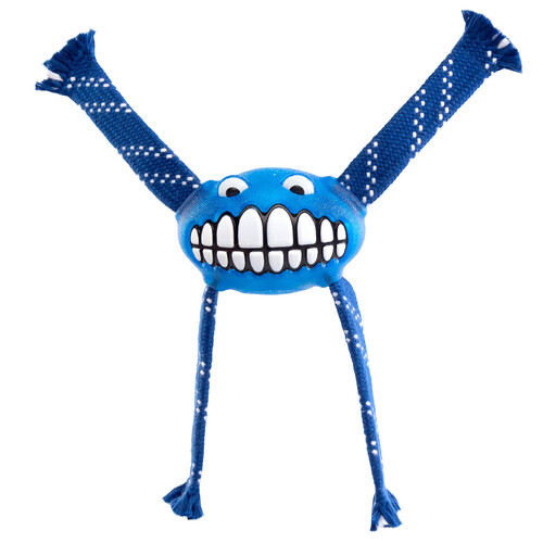 Rogz Flossy Grinz Oral Care Dog Squeaker Toy Blue Medium