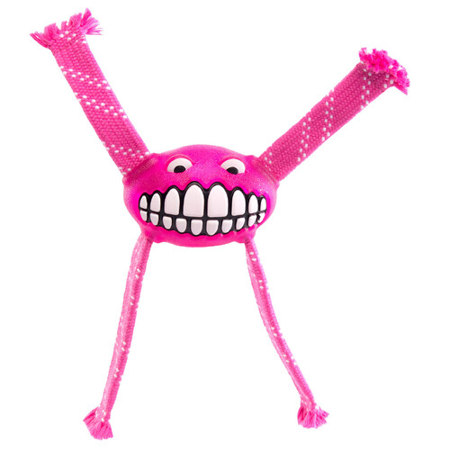 Rogz Flossy Grinz Oral Care Dog Squeaker Toy Pink Medium
