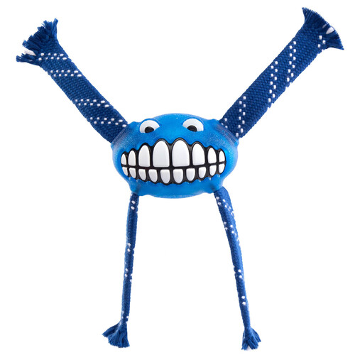 Rogz Flossy Grinz Oral Care Dog Squeaker Toy Blue Large