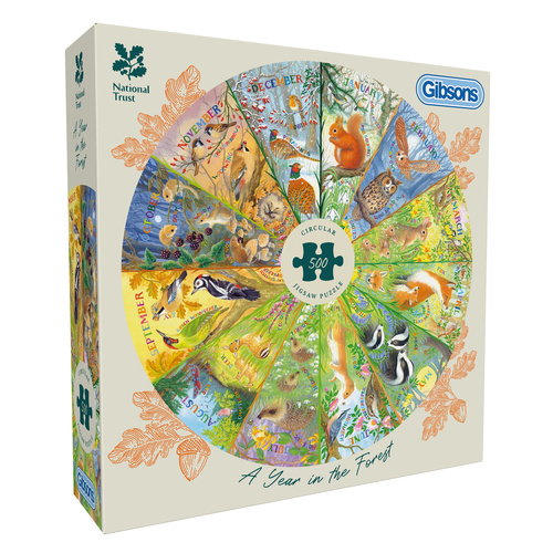 Gibsons National Trust: A Year in the Forest Circular Jigsaw Puzzle 500 Pieces