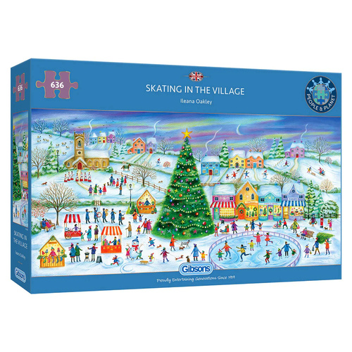 Gibsons Skating in the Village Jigsaw Puzzle 636 Pieces (GIB040609)