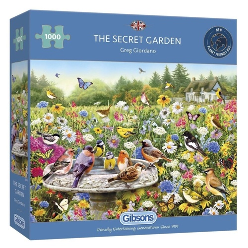 Gibsons Secret Garden Jigsaw Puzzle Blue Box 1000 Pieces