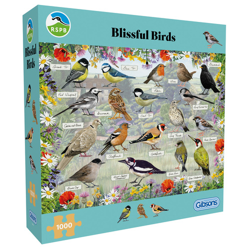 Gibsons RSPB: Blissful Birds by Fiona Osbaldstone Jigsaw Puzzle 1000 Pieces