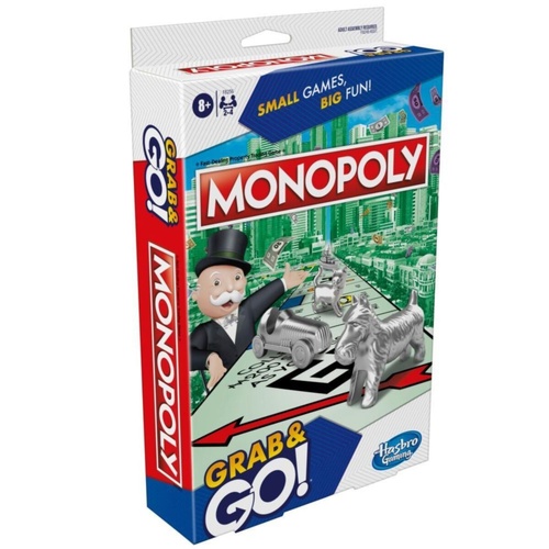 Monopoly Grab & Go Travel Game 2-4 Players Ages 8+