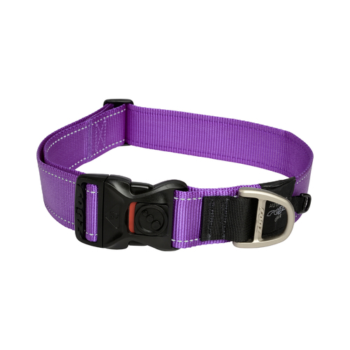 Rogz Classic Lockable Reflective Dog Collar Purple XXL