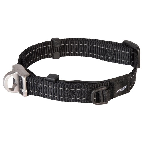 Rogz Safety Magnetic Buckle Adjustable Dog Collar Black Medium