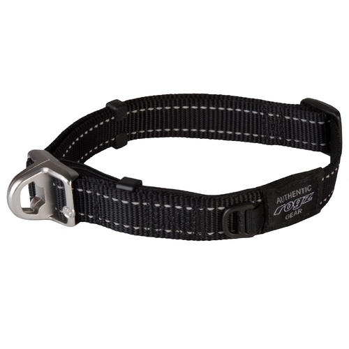 Rogz Safety Magnetic Buckle Adjustable Dog Collar Black Large