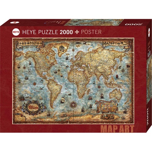 Heye Map Art The World Jigsaw Puzzle + Poster 2000 Pieces (HEY29845)