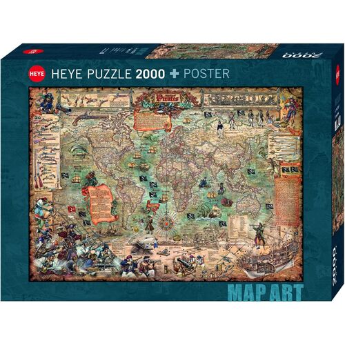Heye Map Art Pirate World Jigsaw Puzzle + Poster 2000 Pieces (HEY29847)
