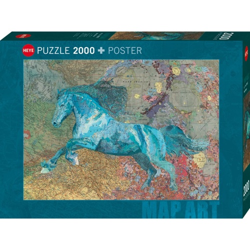 Heye Map Art Map Horse Jigsaw Puzzle + Poster 2000 Pieces