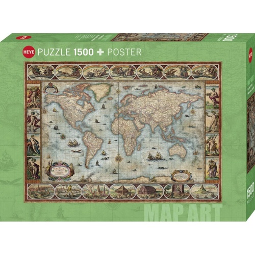 Heye Map Art: Willem Blaeu World Jigsaw Puzzle 1500 Pieces