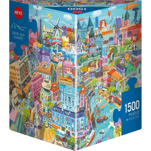 Heye Good Old Europe Jigsaw Puzzle Triangular Box 1500 Pieces
