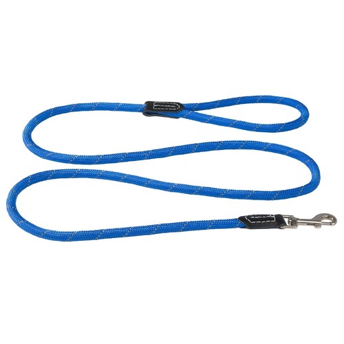 Rogz Classic Rope Genuine Leather Cuffs Dog Lead Blue Medium