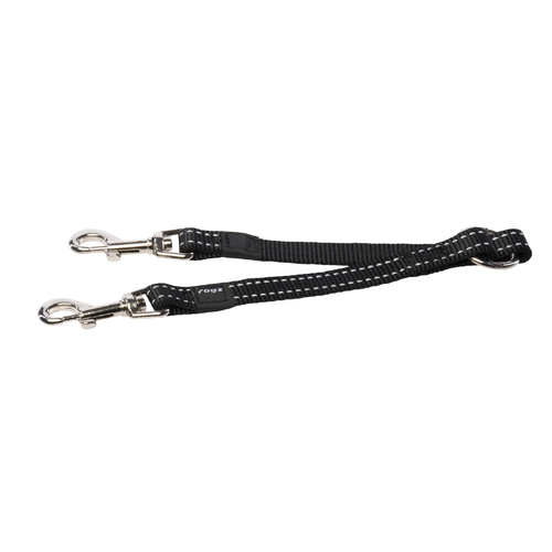 Rogz Double Splitter Reflective Nylon Dog Lead Black Medium