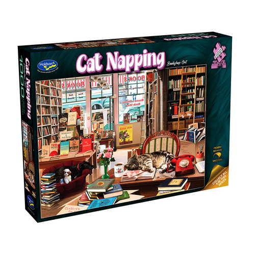 Holdson Cat Napping Bookshop Cat Jigsaw Puzzle 1000pcs (HOL777235)