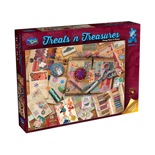 Holdson Treats N Treasures Ser 4 Vintage Fabric Jigsaw Puzzle 1000pc (HOL778423)