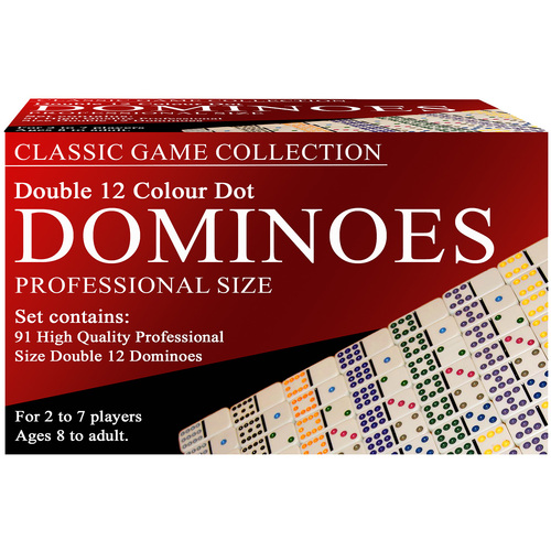 Hansen Classic Game Collection Double 12 Colour Dot Dominoes (HSN16620)