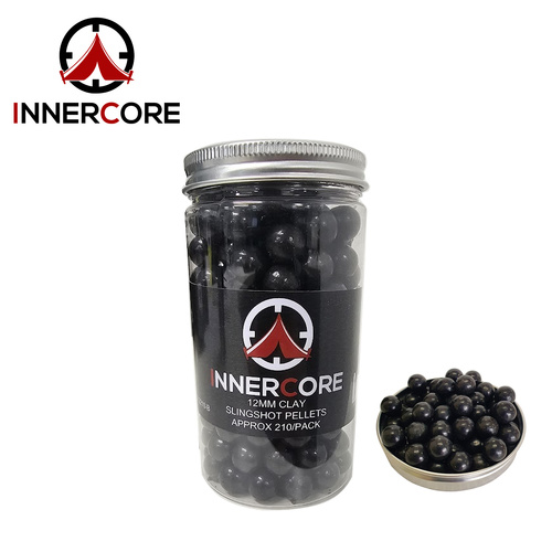 Innercore Clay Slingshot Pellets Black 12mm 210 Pack (IC-C12210-B)