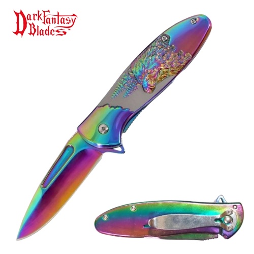 Dark Fantasy Blades Rainbow Bear Stainless Steel Folding Knife (K-DF-9036-3NS)